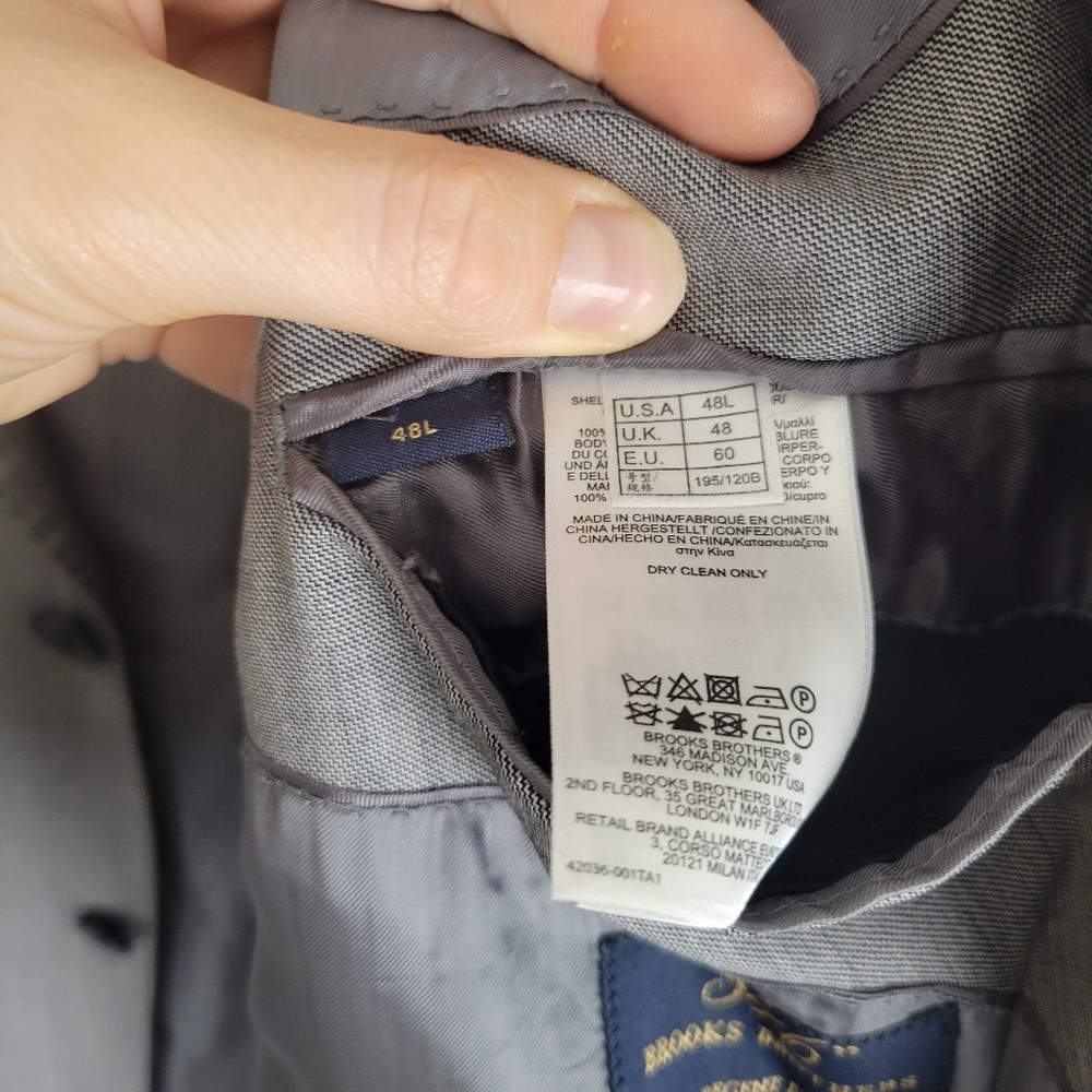 Brooks Brothers 346 Blazer Mens 48L Gray Regent Fit Stretch Sport Coat - Picture 8 of 11